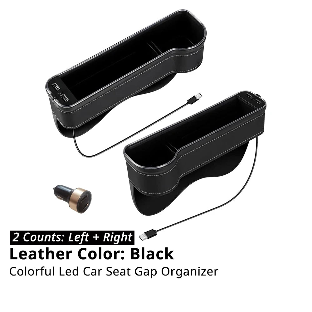 Seat Gap Organizer with 30W Dual USB Charging & LED Light