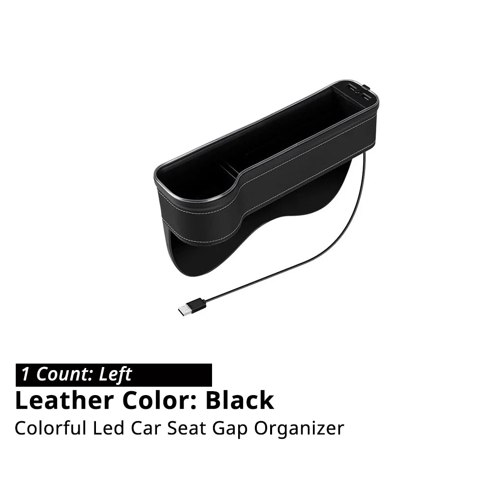 Seat Gap Organizer with 30W Dual USB Charging & LED Light