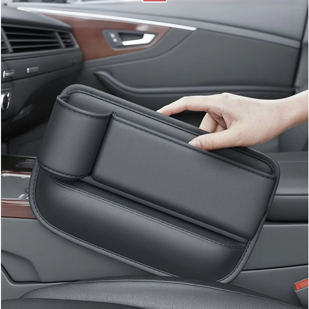 Leather Seat Gap Organizer with Cup Holder