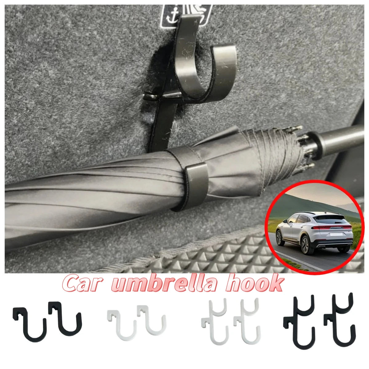 Car Trunk Umbrella & Towel Hooks