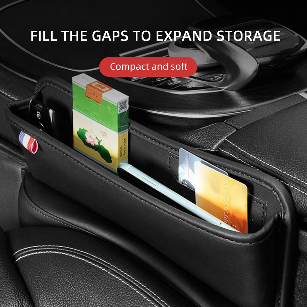 Leather Seat Gap Organizer with Cup Holder