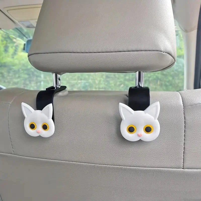 Cute 3D Cat Headrest Hooks, 2-Pack