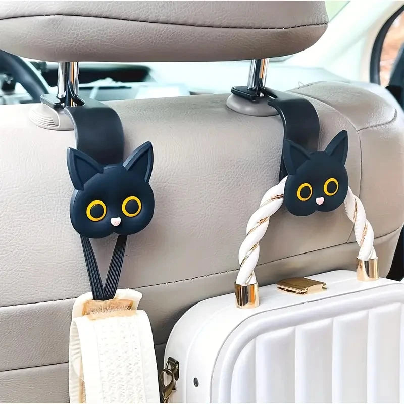 Cute 3D Cat Headrest Hooks, 2-Pack