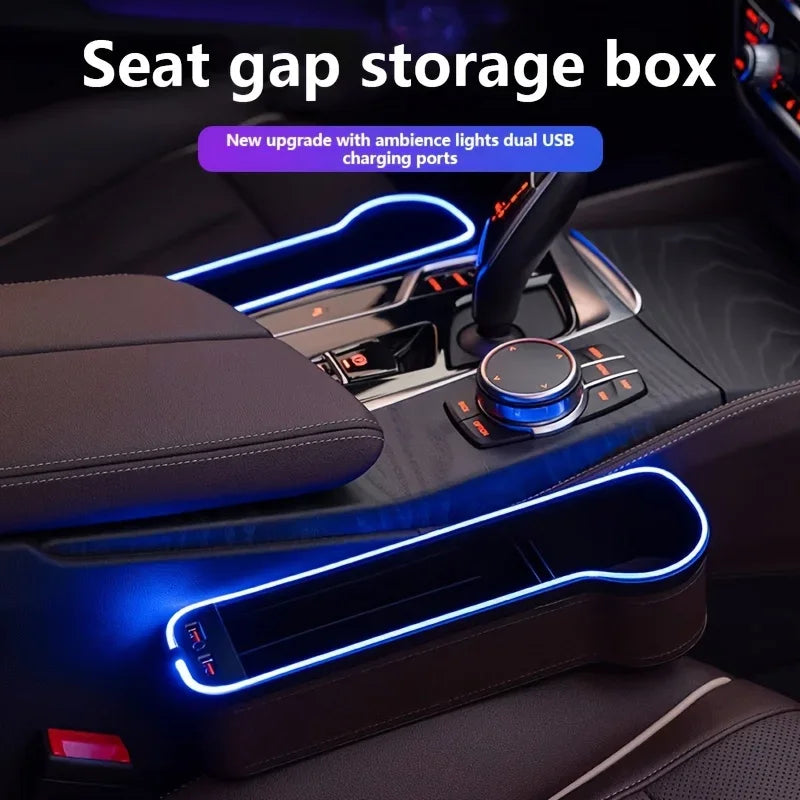 2-in-1 Seat Gap Organizer with Dual USB & Ambient Light