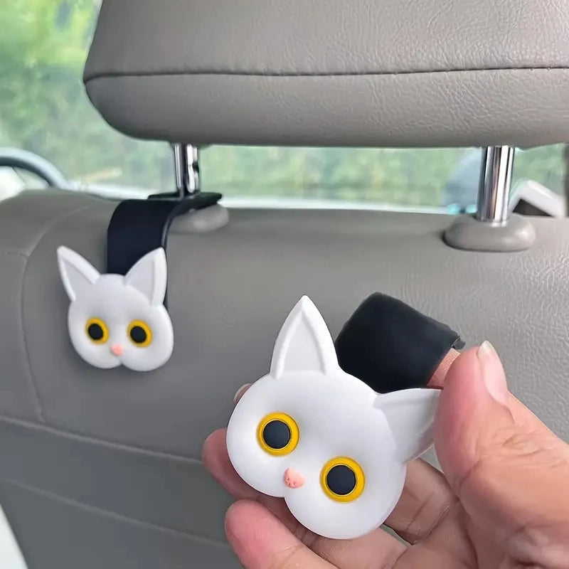 Cute 3D Cat Headrest Hooks, 2-Pack