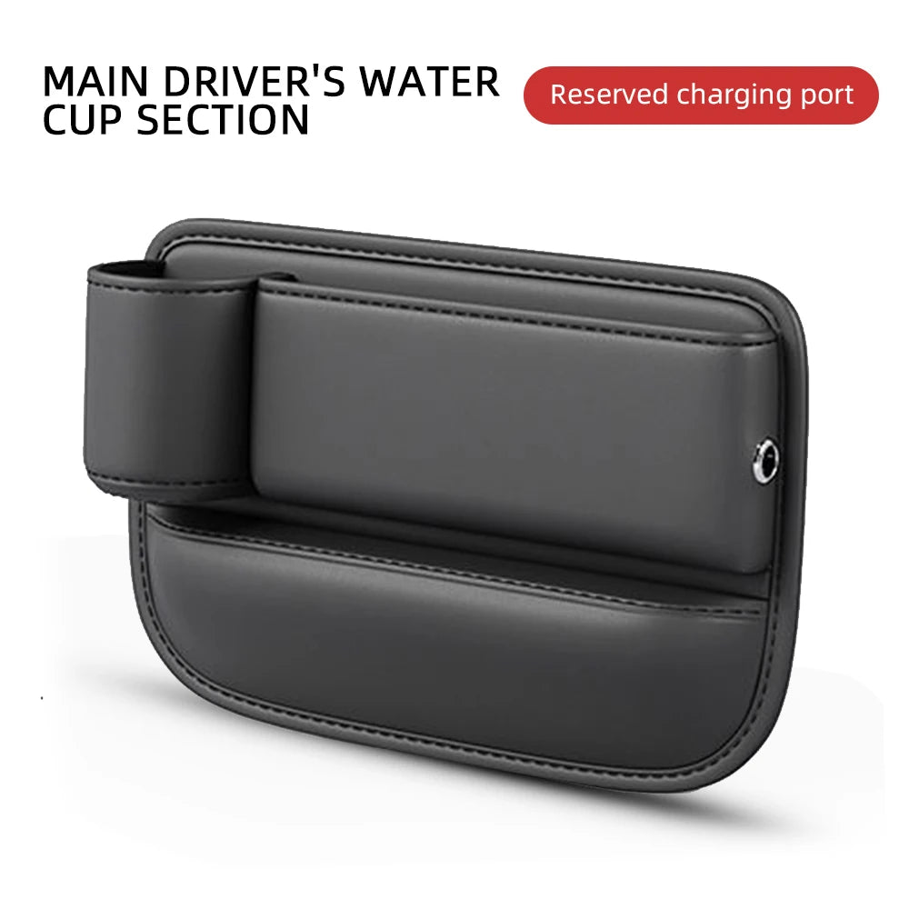 Leather Seat Gap Organizer with Cup Holder