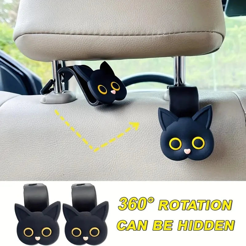 Cute 3D Cat Headrest Hooks, 2-Pack