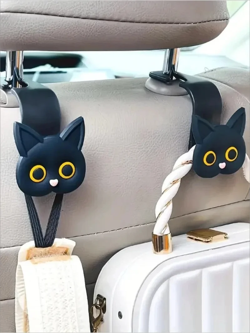 Cute 3D Cat Headrest Hooks, 2-Pack