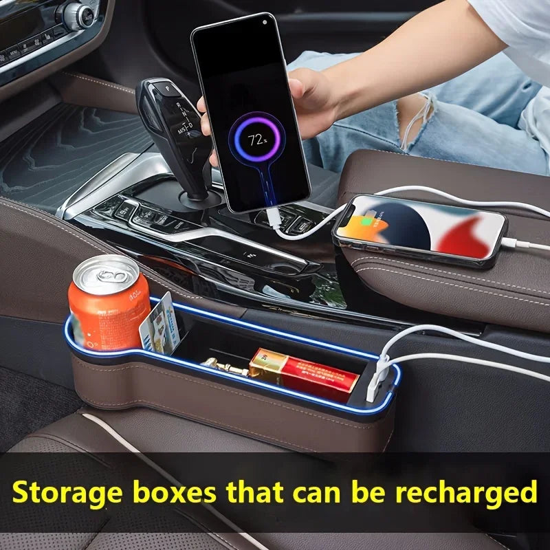 2-in-1 Seat Gap Organizer with Dual USB & Ambient Light