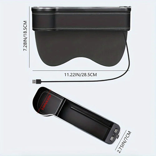 2-in-1 Seat Gap Organizer with Dual USB & Ambient Light